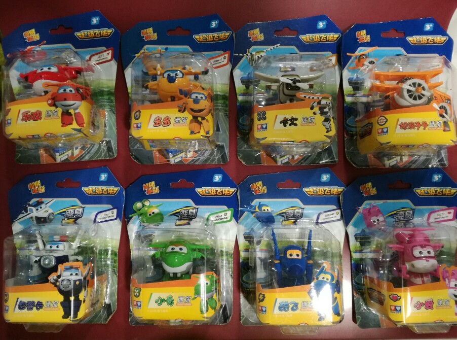 8PCS/Set AULDEY Super Wings Mini Airplane ABS Robot toys Action Figures Super Wing Transformation Jet Cartoon Children Kids Gift