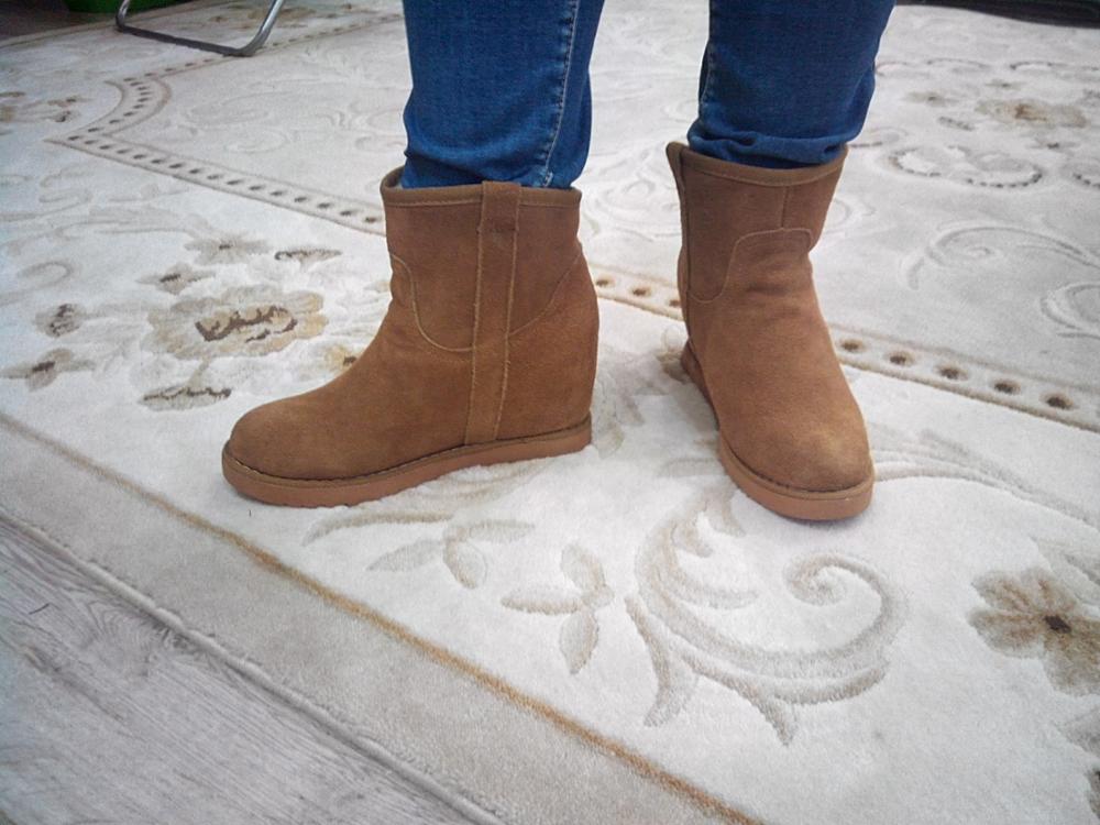 snow boots winter 2016 woman genuine leather solid warm winter snow boots height increase breathbale female snow winter boots