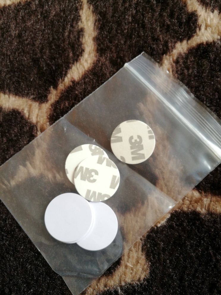 13.56MHZ NFC Tags MF 1K S50 F08 ISO14443A NFC Coin Card With 3M Adhesive Sticker(25mm)