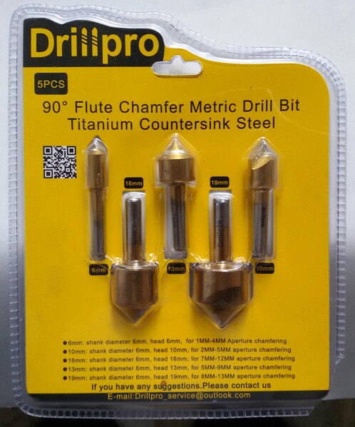 5pcs/set Metric Woodworking Countersink Drill Bit 90 Degree Single Flute Edge Chamfer 6mm-19mm High Carbon Steel Wood Drilling