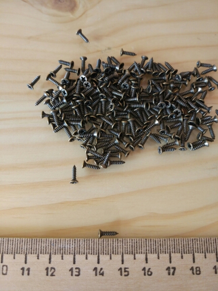 Free Shipping-Hot 400Pcs Bronze Fit Hinges Flat Round Head Self-Tapping Phillips Cusp Screws Fasteners Hardware 8x2mm J1817