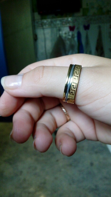Square Fashion Accessories Simple Two Colors Golden And Sliver Great Wall Men Male Ring Titanium 316L Stainless Steel Rings