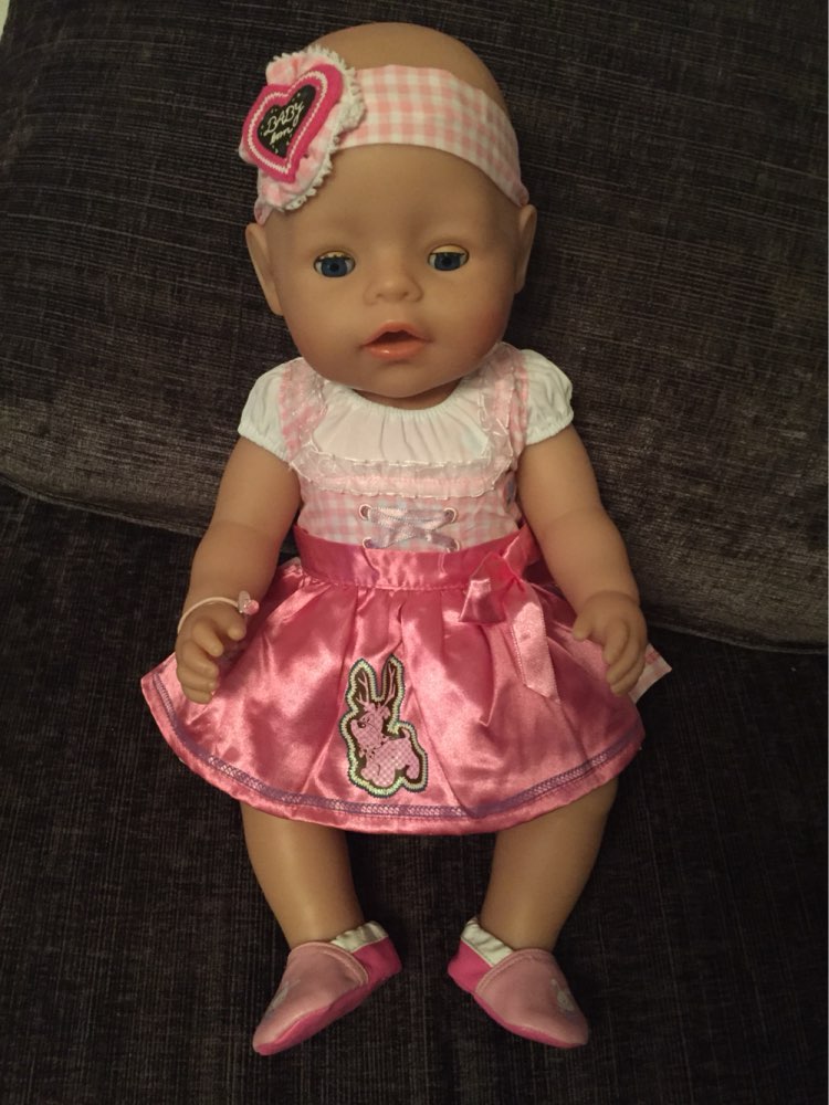 2pcs/set 1Dress+1Hairband  Cute Pink Dress For 43cm New Baby Born Zapf Doll Clothes