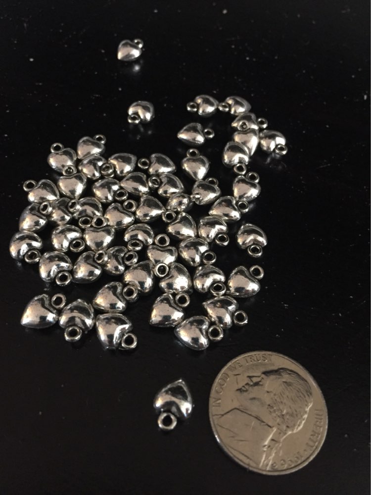 50pcs/lot Mixed Antique Silver Plated Love Heart Beads Metal Charms Women Handmade Floating Charm Pendant Jewelry Making 50057