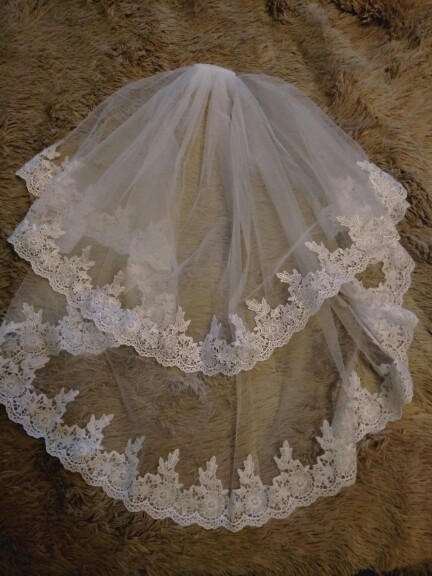Free Shipping Bridal Veils Lace Edge One Layer Wedding Veil Tulle Ivory / White 2016  veu de noiva Bridal Accessories
