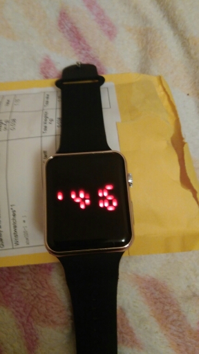 2016 new hot Square Mirror Face Silicone Band Digital Watch Red LED Watches Metal frame WristWatch Sport Clock Hours 4colour
