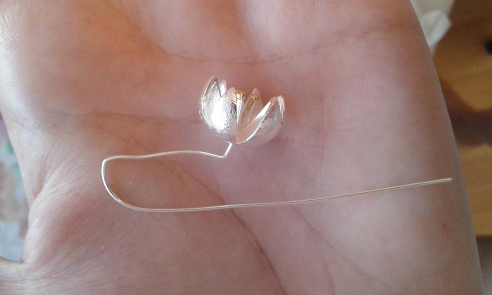 New style 925 sterling silver handmade earrings wire drawing lotus long earrings for women fine jewelry wholesale Holiday Gift
