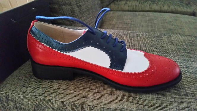 Genuine leather women flat shoes round toe flats handmade shoes woman US size 11 vintage 2017 sping oxford shoes for women blue