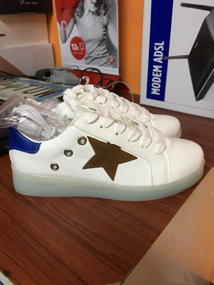 PLus Size 35-44 Led Shoes Glowing 7 Colors LED Men Women Fashion Luminous Led Light UP Shoes for Adults stars shoes