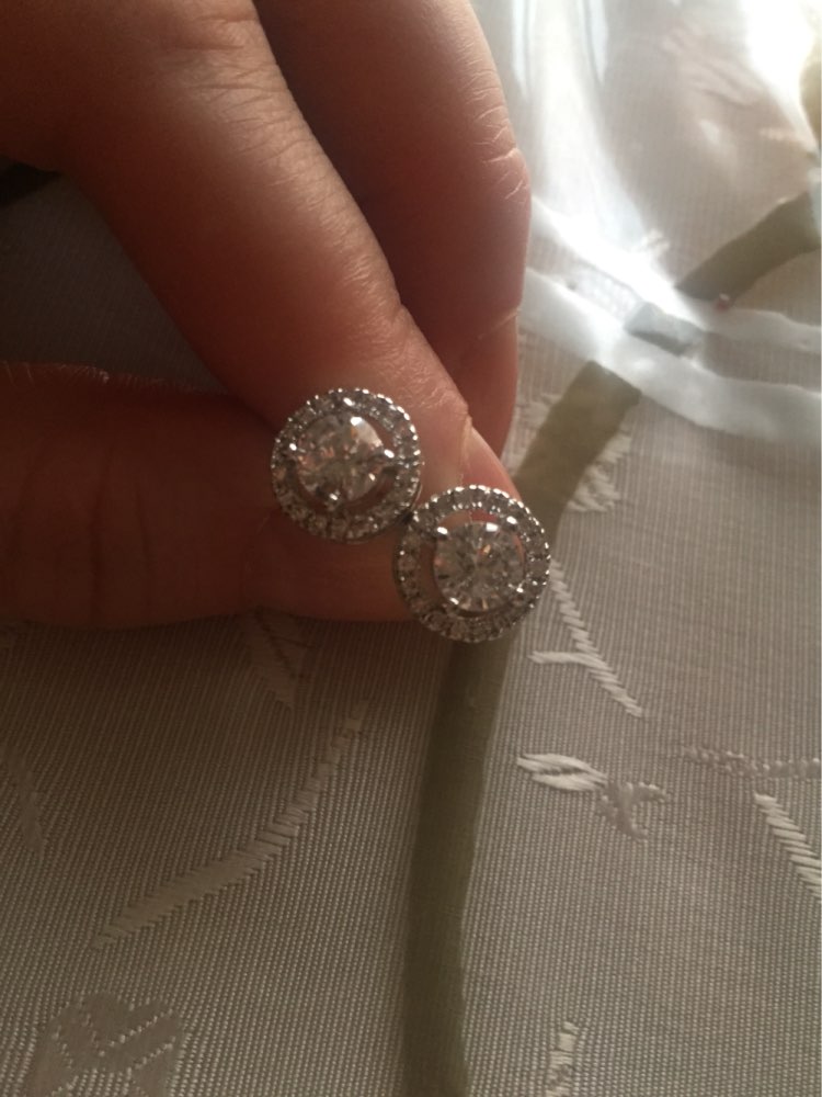 MDEAN Stud Earrings for women White Gold Plated CZ diamond Jewelry AAA zircon Round boucle d'oreille Wedding brincos  MSE032