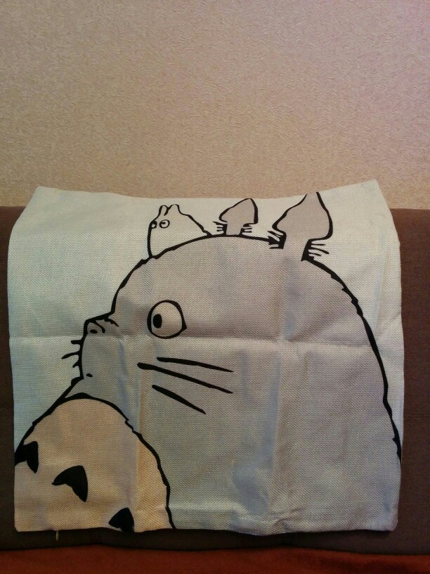 Hayao Miyazaki Style 45*45cm Home Decorative Pillow Totoro Printed Throw Pillow Car Home Decor Linen Cotton Cushion Cojines