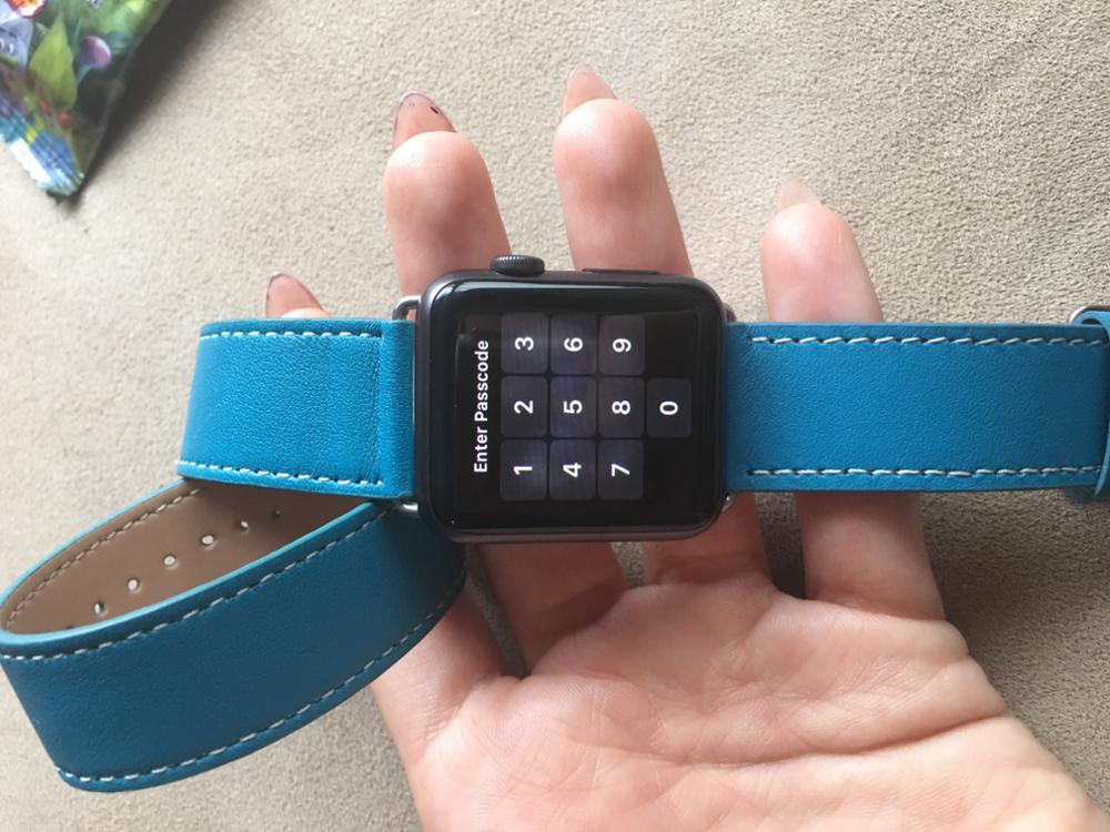 Luxury Extra Long Genuine Leather Band For Series 2 Double Tour Bracelet Leather Strap Watchband for Apple Watch 38mm 42mm