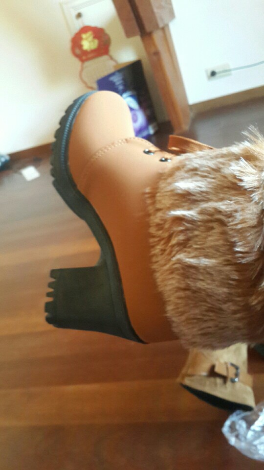 HEE GRAND Artificial Fur Ankle Boots Fashion Ladies Lace-Up Ankle Boot Warm Winter Boots High Heels Platform Shoes Woman XWX3289