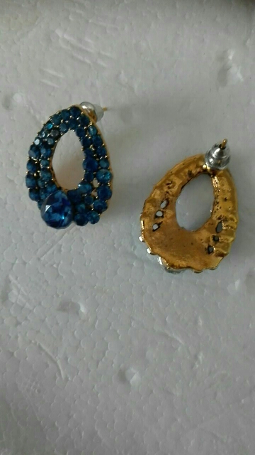 2015 Natural stone fashion black Blue big earrings jewelry Brincos gold sapphire earrings For girls summer style pendientes