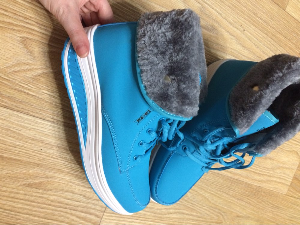 Women Snow boots Wedges Ankle Boots Fashion Slimming Swing Shoes Plush Solid Round Toe Platform Shoes Lady Casual Winter Boots