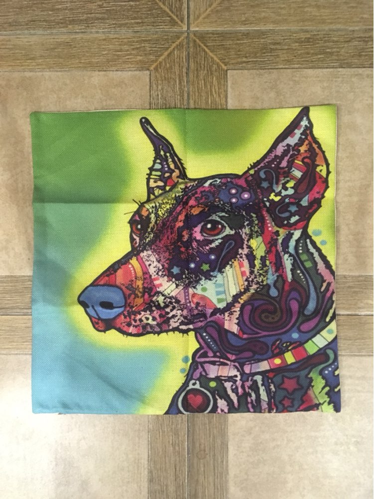 Animal Series Cartoon Style Throwpillow Decor Cushion Linen Cotton Colorful Dog Printed Pattern Throw Pillow Cushion Home Decor