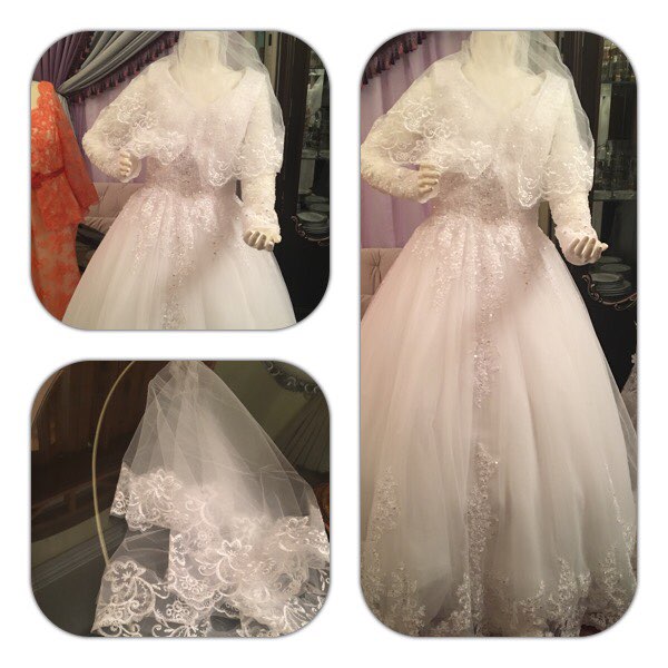 Gorgeous Sheer Ball Gown Wedding Dresses 2016 Puffy Lace Beaded Applique White Long Sleeve Arab Wedding Gowns robe de mariage