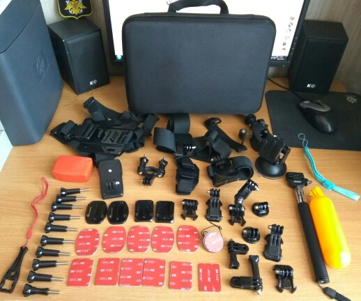 Gopro Accessories Set Helmet Harness Chest Belt Head Mount Strap Monopod For Go pro Hero 5 4 3+2 1 xiaomi yi action camera GS02