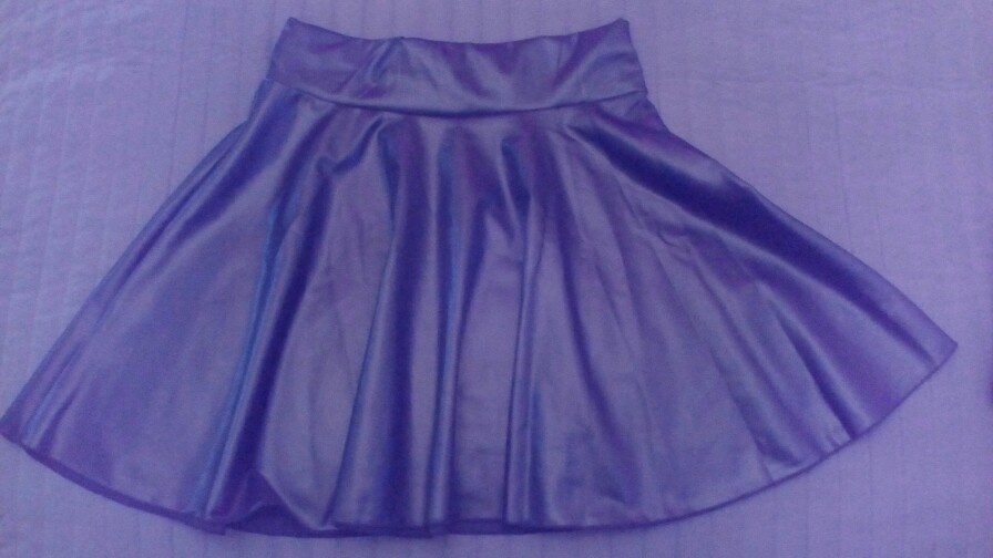 New Women Ladies Faux Leather High Waist Skater Flared Pleated Short Mini Skirt