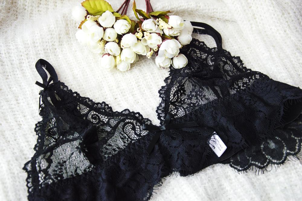 Eyelash Triangle Bra Panty Set Unlined Bralette Set Wirefree Brassiere Suit Fashion Crop Top Women Underwear