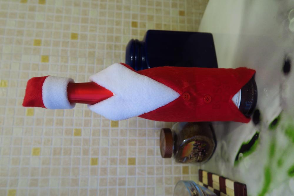 Christmas Wine Bottle Set Santa Claus Button Decor Bottle Cover Cap Clothes Kitchen Decoration for New Year Xmas Dinner Party