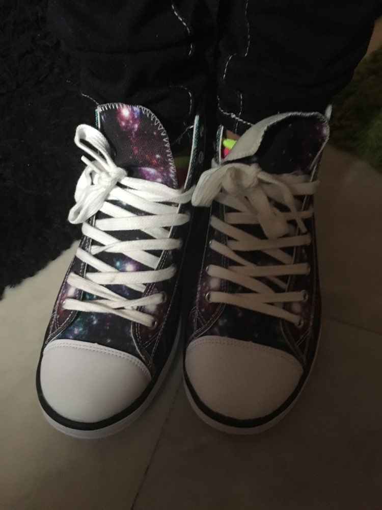 FORUDESIGNS Fashion Women Casual Galaxy Shoes Breathable High-Top & Low Canvas Shoes,Ladies Flats Female Lace-up Shoes for Girl