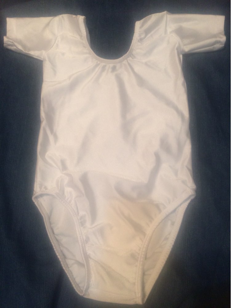 Girls Ballet Bodysuit Children Blue White Dance Leotard Short Sleeved Gymnastics Wear
