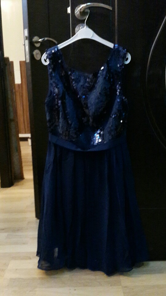 Ever Pretty Cocktail Dresses AP05330NB Navy Blue Simple Fashion Round Neck Short Vestidos Cocktail Dress Knee Length Party Dress