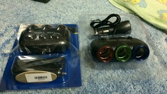 120W 3 Ways Auto Socket Splitter Car Cigarette Lighter Socket Splitter 12V/24V DC Dual USB Port Car Charger Power Adapter E#A