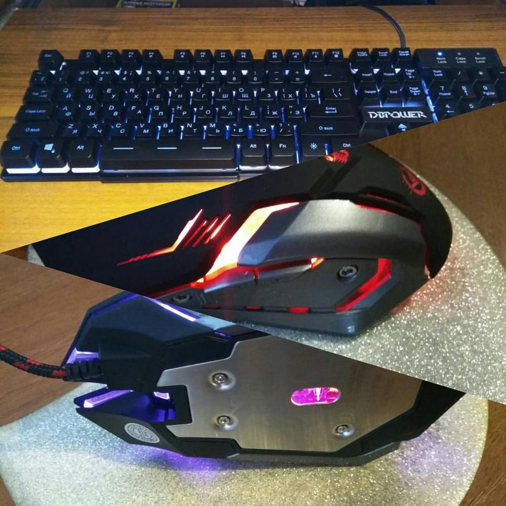 DBPOWER Russian / English 3 Color Backlight Gaming Keyboard Teclado Gamer Floating LED Backlit USB with Similar Mechanical Feel