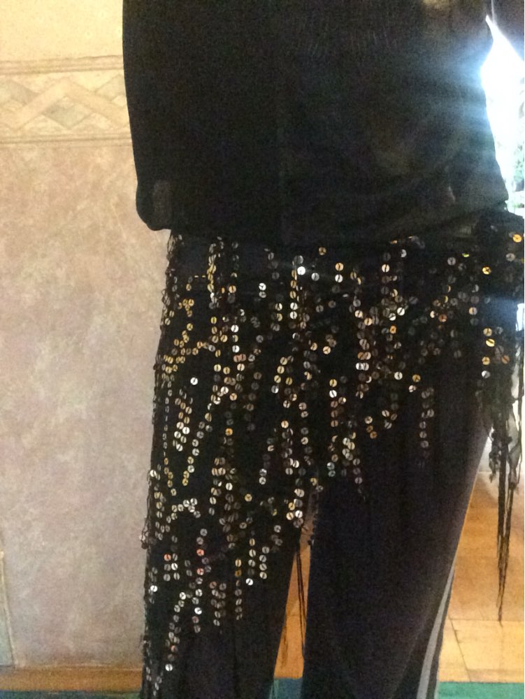 New Belly Dance Costume Hip Scarfs Tribal Triangle Tassel Belt Gold Sequins Dancing
