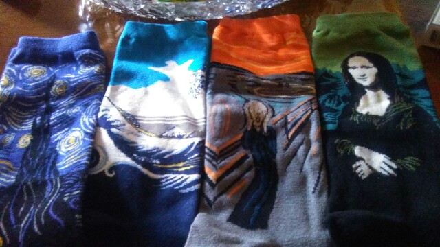 4 Pairs / Lot Abstract Painting Men's Socks Cotton Casual Tube Socks Male Spring Autumn Socks