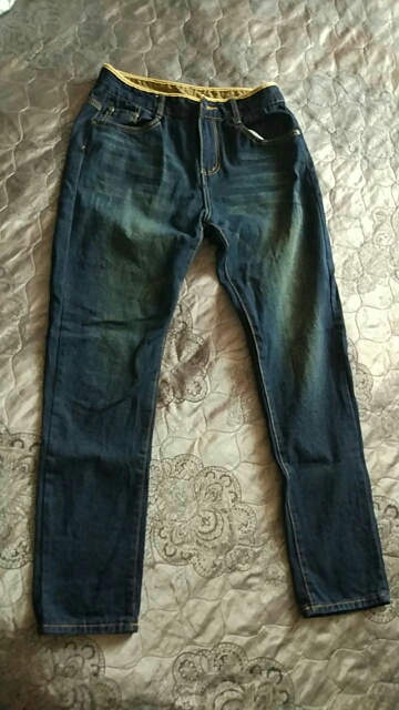 Men Autumn Winter Jeans Causual Pants Pockets Thick Warm Modern Straight Fell length Clothes Brand Slim Solid  Popular Tops hot