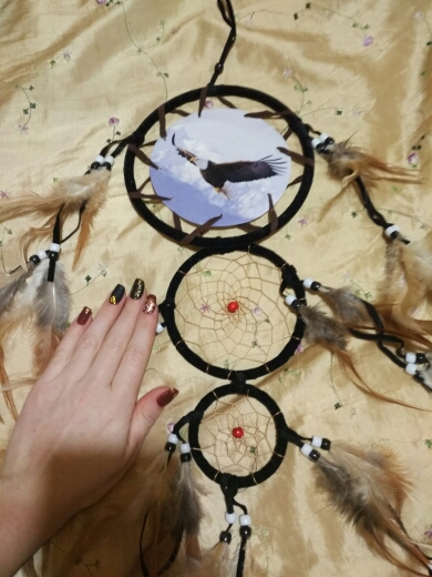 Home Wall Hanging Decoration Wolf Pattern Ornament Dream Catcher with Feathers