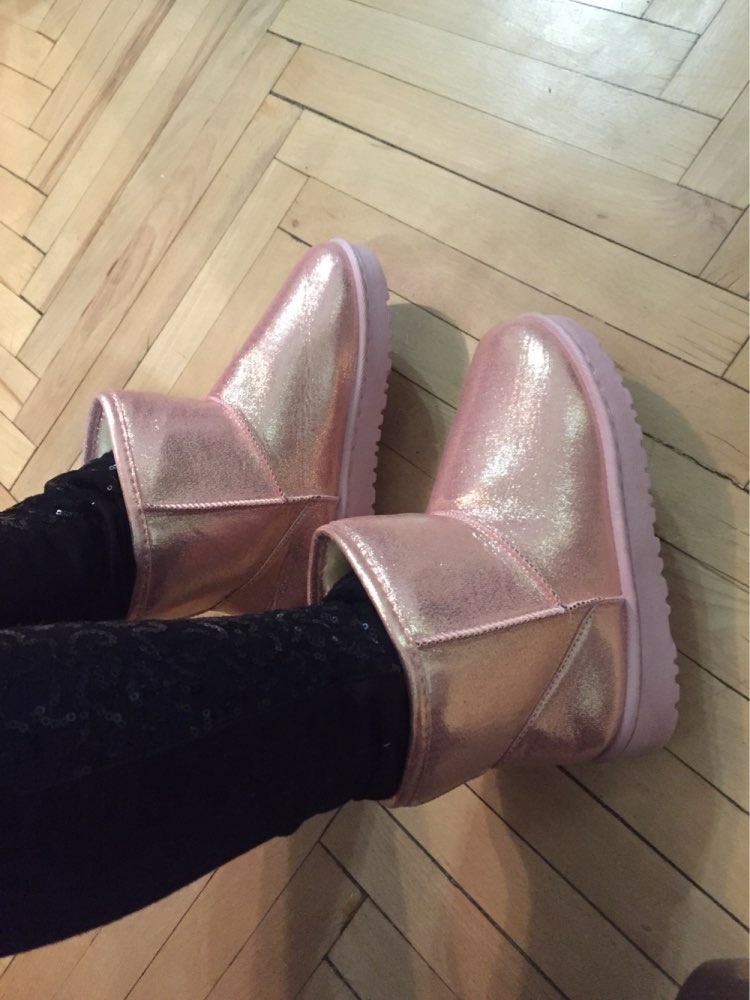 winter waterproof snow boots women platform warm plush ankle boots pu leather flat heel girls cotton school shoes