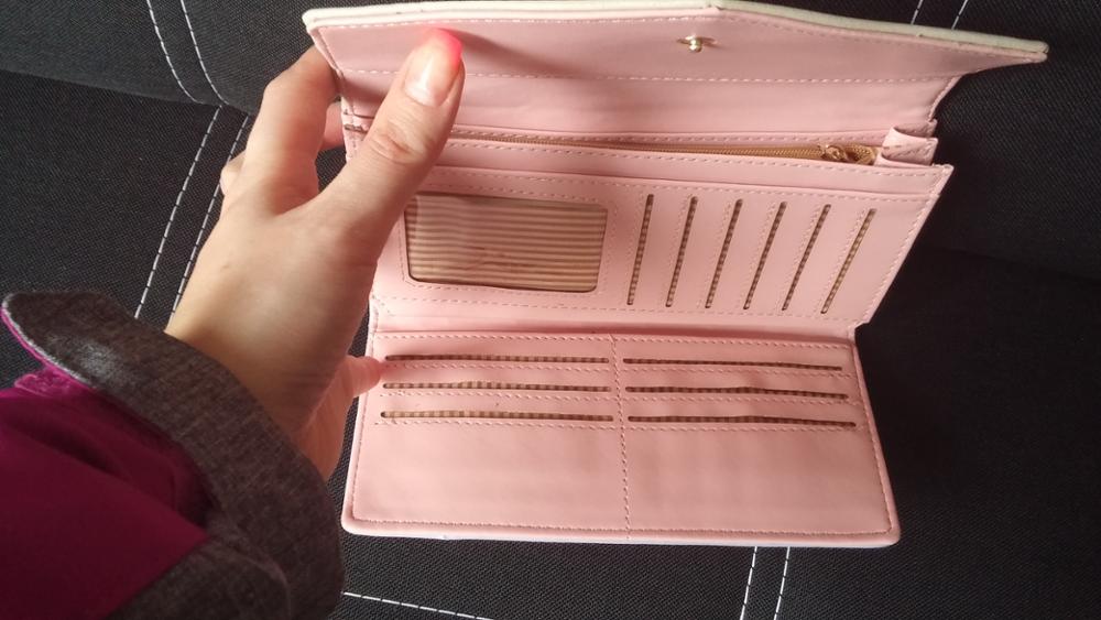 2015 New Fashion Envelope Women Wallet Hit Color 3Fold Flowers Printing 5Colors PU Leather Wallet  Long Ladies Clutch Coin Purse