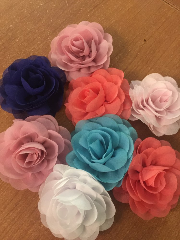 Retail 8.5cm Newborn Chiffon Petals Poppy Flower Hair Clips Rolled Rose Fabric Hair Flowers For Kids Girls Hair Accessories