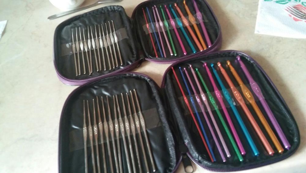22Pcs Set Multi-colour Aluminum Crochet Hooks Needles Knit Weave Craft Yarn Sewing Tools Crochet Hooks Knitting Needles