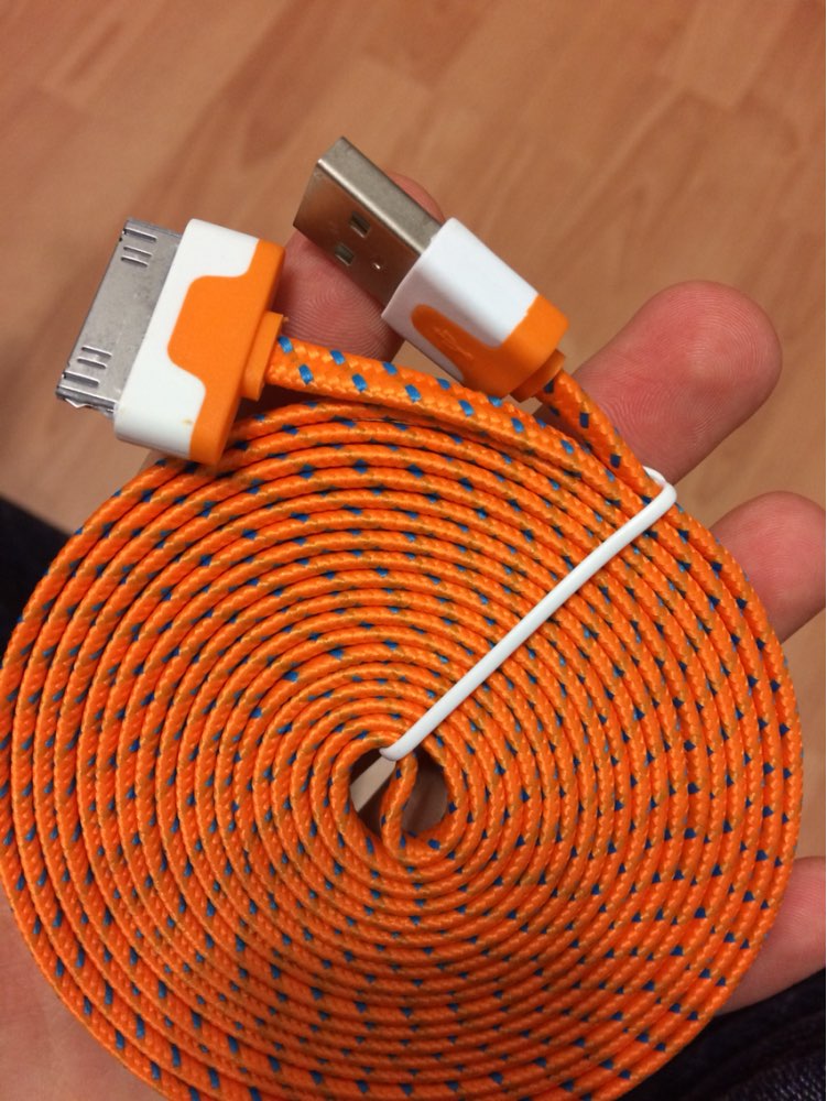 1M/2M/3M High Quality Braided Flat 30 pin USB Data Sync Charging Charger Cable Cord For iPhone 4 4S 3G