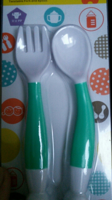 Brand New Baby Feeding Curved Handle Easy Grip Training Elbow BPA-free Spoon Fork Set Cutlery For Boy/Girl