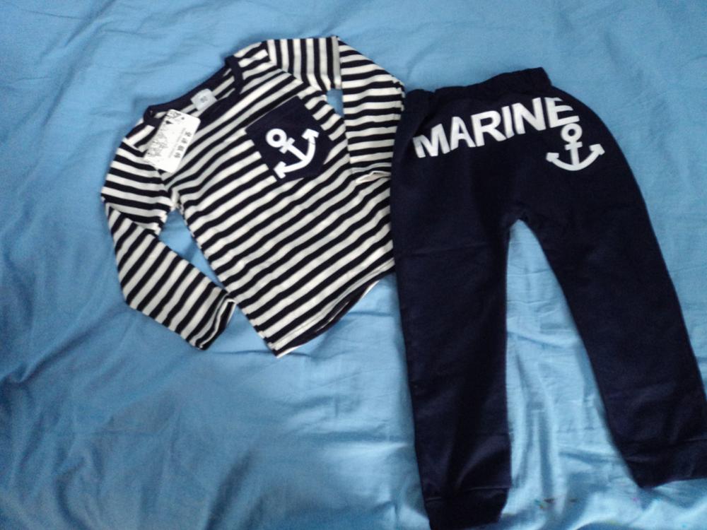 Spring Kids Clothes, Navy Long Sleeve Pullover Striped Sports Suit, Hot Sale New 2016 Casual Boys Clothing Set