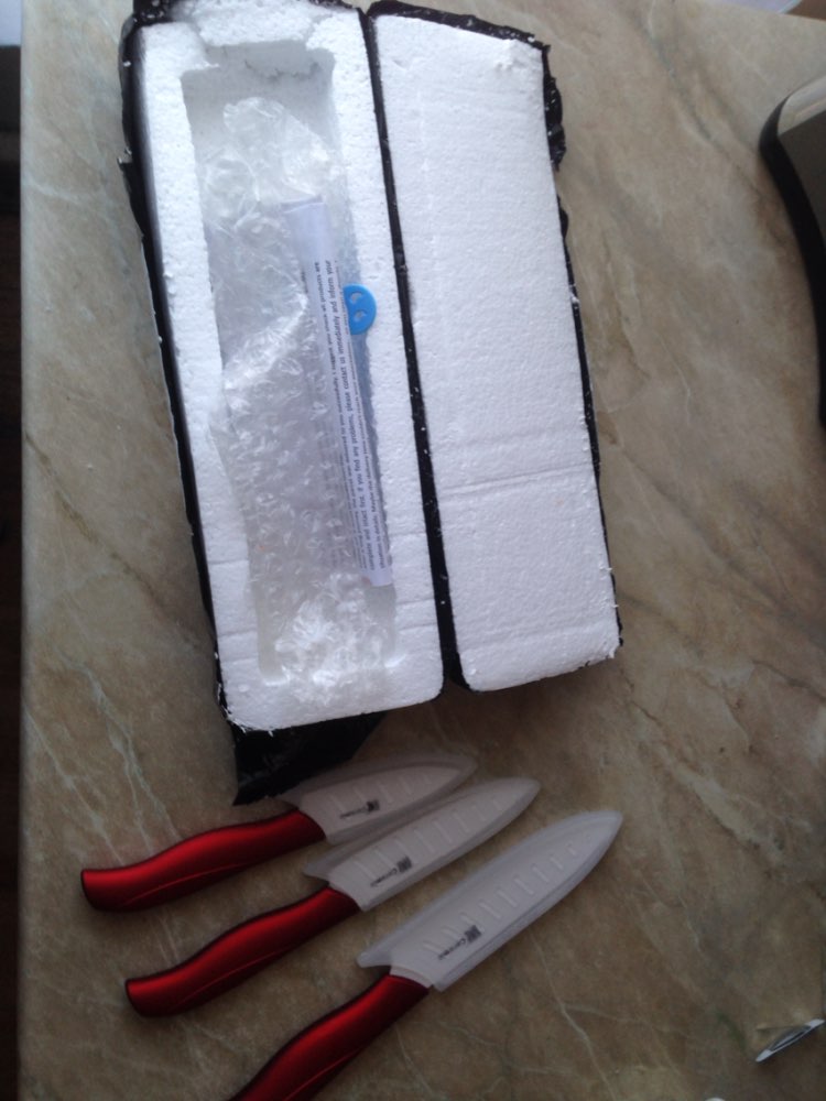 New ceramic knife 3 inch paring 4 inch utility 5 inch slicing knife with white blade +red handle kitchen knives three-piece set
