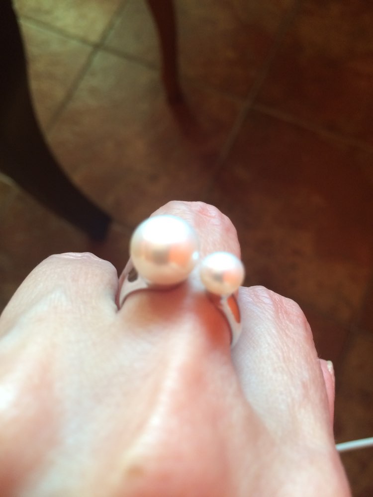 DAIMI Brand Design Genuine Pearl Ring 6-7mm & 9-10mm Double Pearl Ring Two Pearls Rings