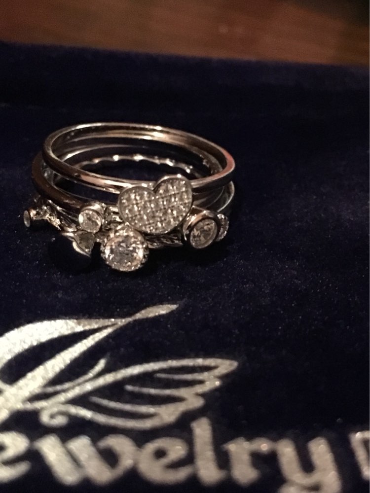 Fashion Heart Love Anniversary Engagement Wedding Band 4 Ring Sets Genuine 925 Sterling Silver Jewelry Gift for Mother's Day