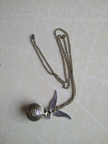 Free Drop Shipping Elegant Golden Snitch Quartz Fob Pocket Watch With Sweater Necklace Chain