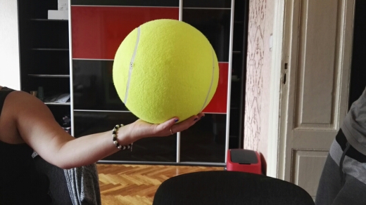 24CM Giant Tennis Ball For Pet Chew Toy Big Inflatable Tennis Ball Signature Mega Jumbo Pet Toy Ball Supplies Outdoor Cricket