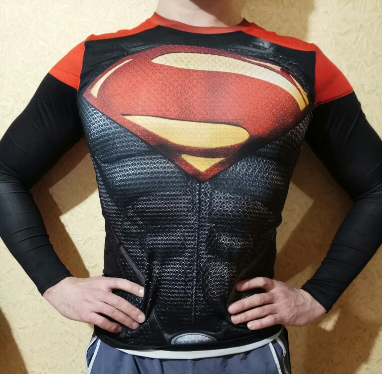 2016New Fashion Fitness Compression Shirt Men Cosplay Male Crossfit Plus Size Bodybuilding Men T shirt 3D Printed Superman Top