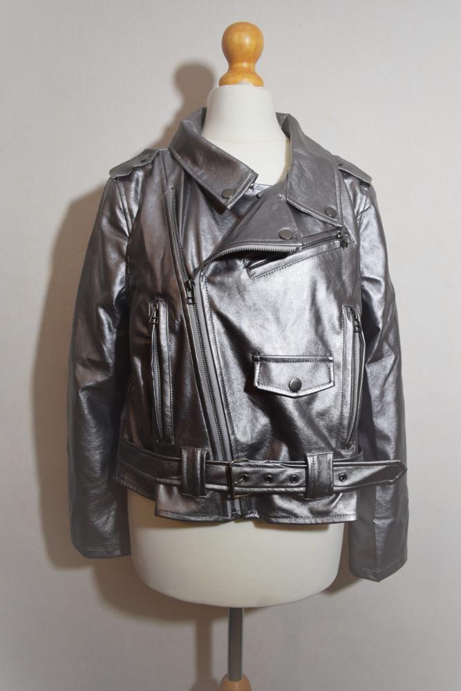 LIENZY Spring Black Lapel Oblique Zipper Crop Pu Jacket Punk Style Silver Bandage Women PU Leather Jacket Coat Casual Crop Tops