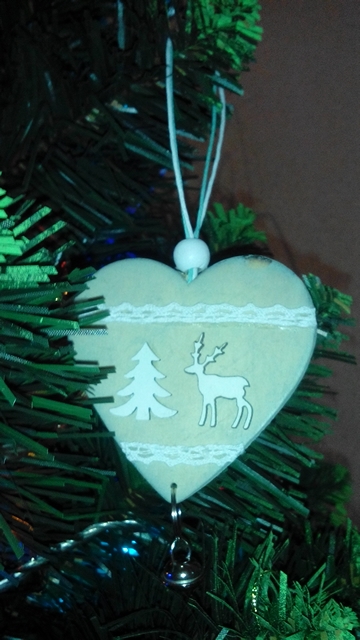 reindeer Christmas decoration wood heart with small bell hanging decor free shipping Christmas decoration for home