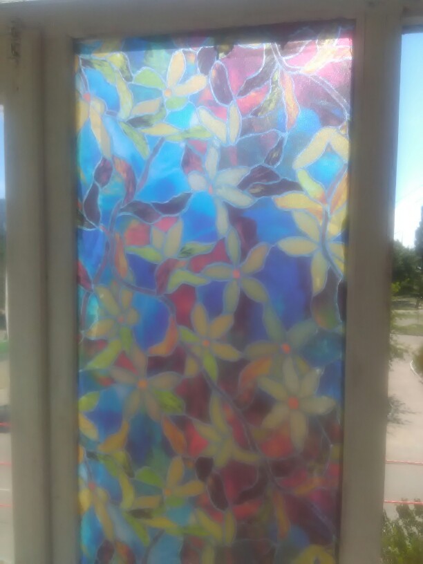 LS4G 45x100cm Magnolia Privacy Window Film Decorative Stained Glass Window Film Stained Glass Film Sticker Home Decor